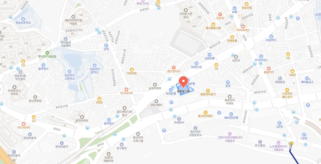 스타콜라보 오시는 길 — 서울특별시 용산구 원효로 138